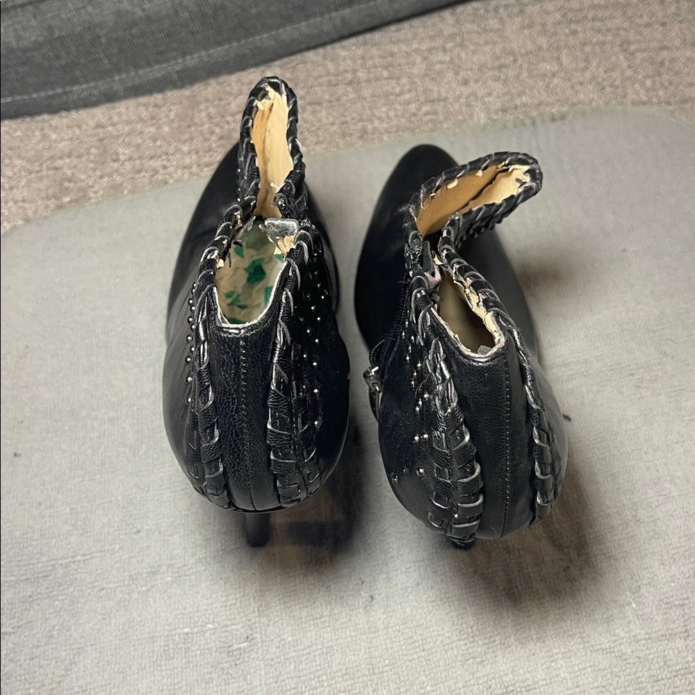 Enzo Angiolini Black Studded Leather Booties - Picture 4 of 7